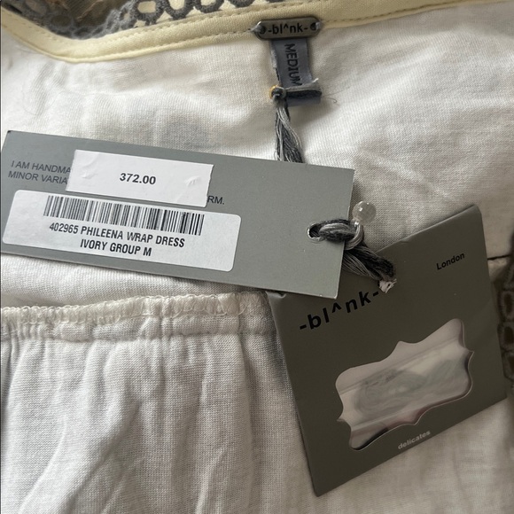 NWT Blank London Phileena Ivory Grey Metallic Wrap Maxi Dress Medium Reg. $372 - Picture 6 of 12